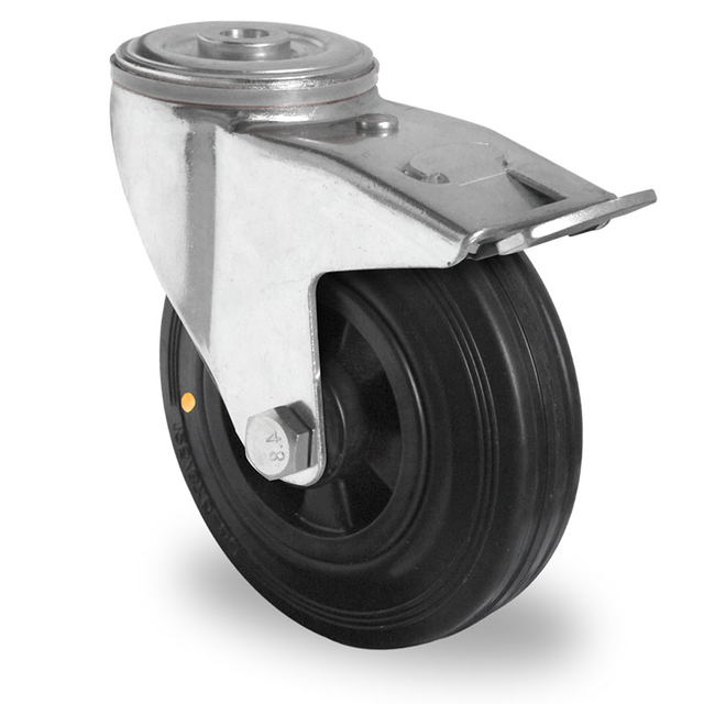 Bolt Hole Swivel Castor with Total Brake Ø 200 mm Series P4S4 (ESD) Roller Bearing
