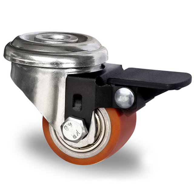 Bolt Hole Swivel Castor with Total Brake Ø 35 mm Series SWU5 Double Ball Bearing