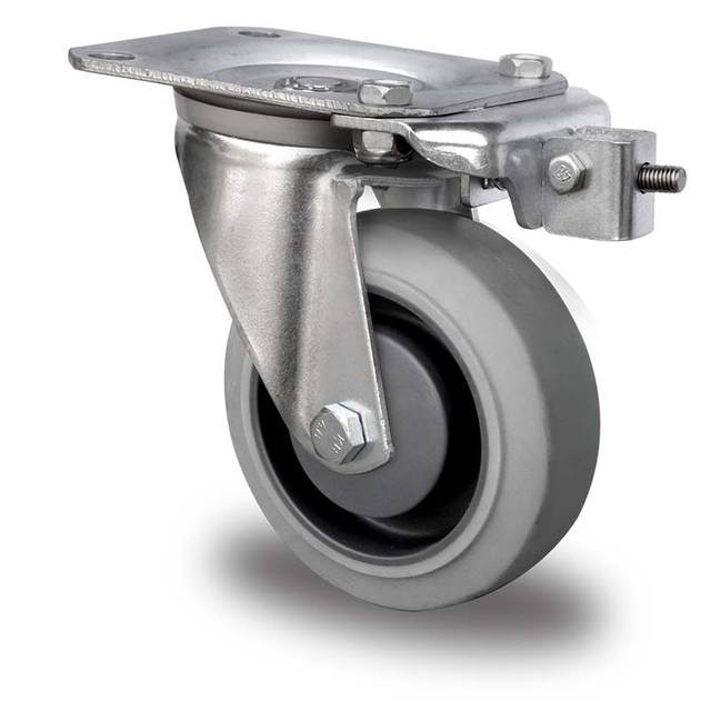 Swivel Castor with Central Directional Locking System Ø 100 mm Series P2D2 Ball Bearing