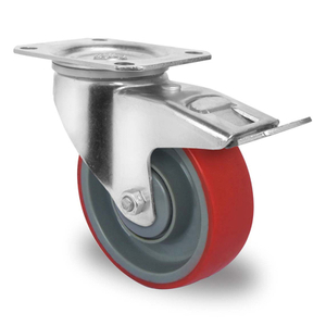 Swivel Castor with Total Brake Ø 100 mm Series N2U6 Single Ball Bearing