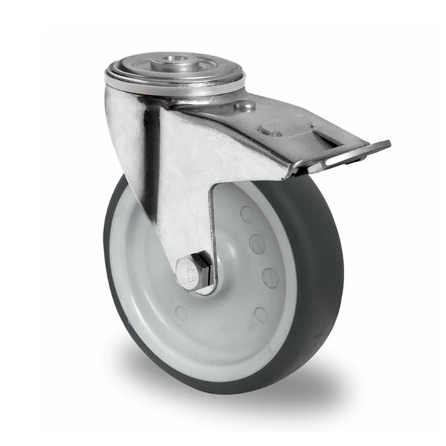 Bolt Hole Swivel Castor with Total Brake Ø 100 mm Series P2W2 Plain Bearing