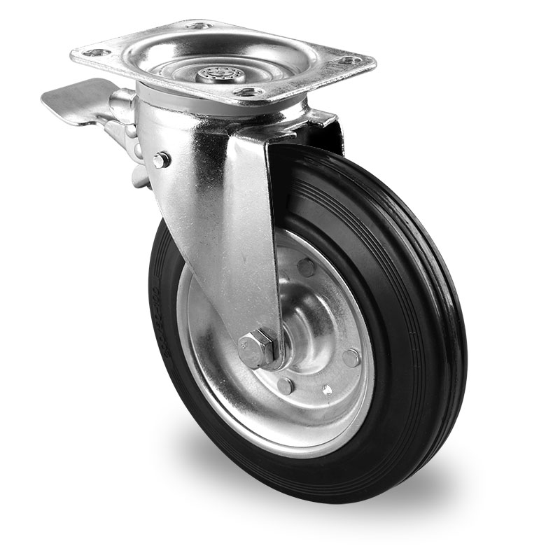 Swivel Castor Brake Version with Adjustable Screw Ø 200 mm Series SBS4 Roller Bearing