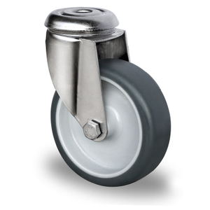 Bolt Hole Swivel Castor Ø 75 mm Series P2T2 Plain Bearing Stainless Steel