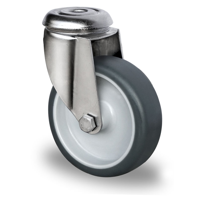 Bolt Hole Swivel Castor Ø 75 mm Series P2T2 Plain Bearing Stainless Steel