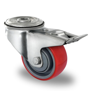 Bolt Hole Swivel Castor with Total Brake Ø 80 mm Series N2U6 Single Ball Bearing