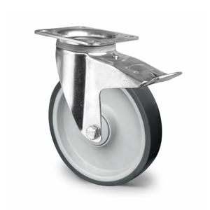 Swivel Castor with Total Brake Ø 160 mm Series P2V2 Single Ball Bearing