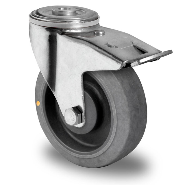 Bolt Hole Swivel Castor with Total Brake Ø 125 mm Series P2D2 (antistatic) Ball Bearing