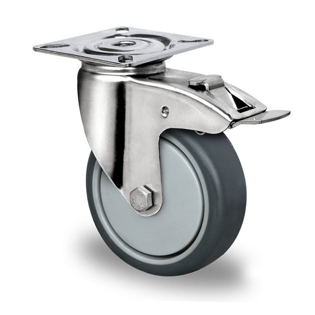 Swivel Castor with Total Brake Ø 75 mm Series P2T2 Ball Bearing Stainless Steel