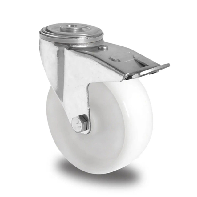 Bolt Hole Swivel Castor with Total Brake Ø 160 mm Series P0P0 Plain Bearing
