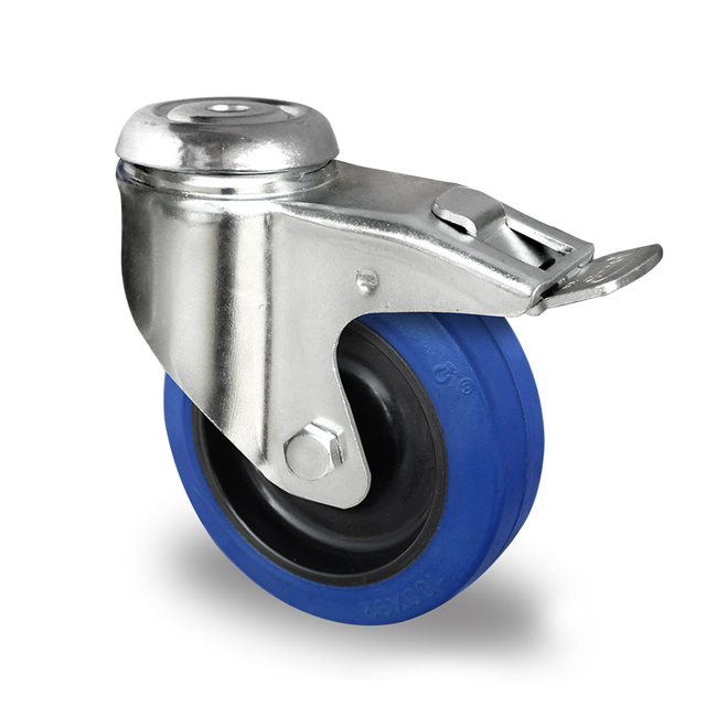 Bolt Hole Swivel Castor with Total Brake Ø 100 mm Series L4E1 Roller Bearing