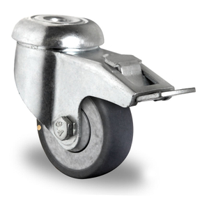 Bolt Hole Swivel Castor with Total Brake Ø 75 mm Series P2T2 (antistatic) Plain Bearing