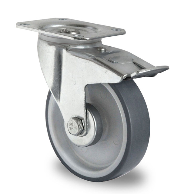 Swivel Castor with Total Brake Ø 100 mm Series P2V2 Roller Bearing