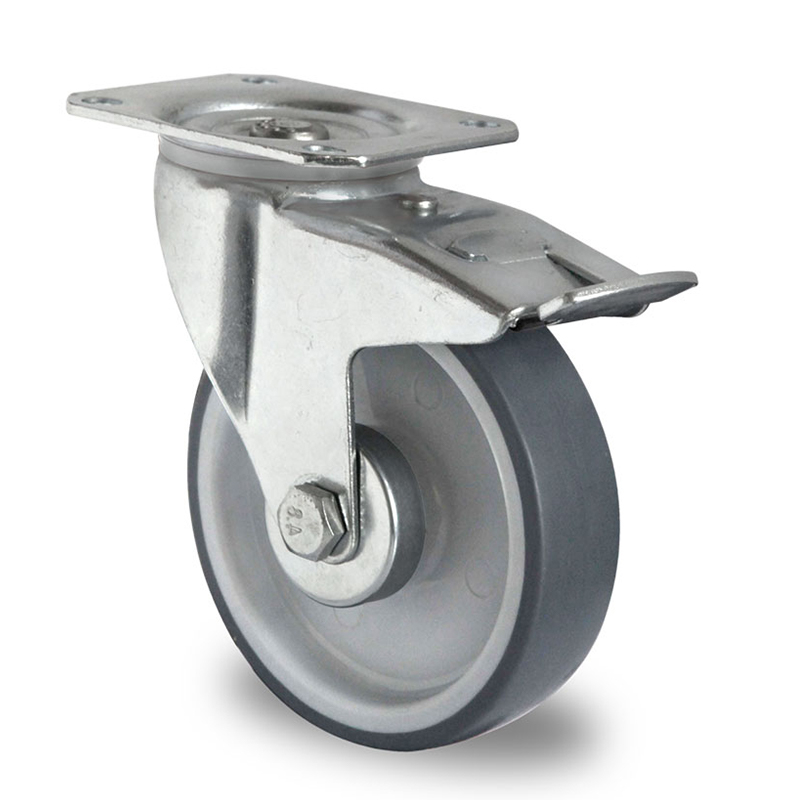 Swivel Castor with Total Brake Ø 80 mm Series P2V2 Roller Bearing