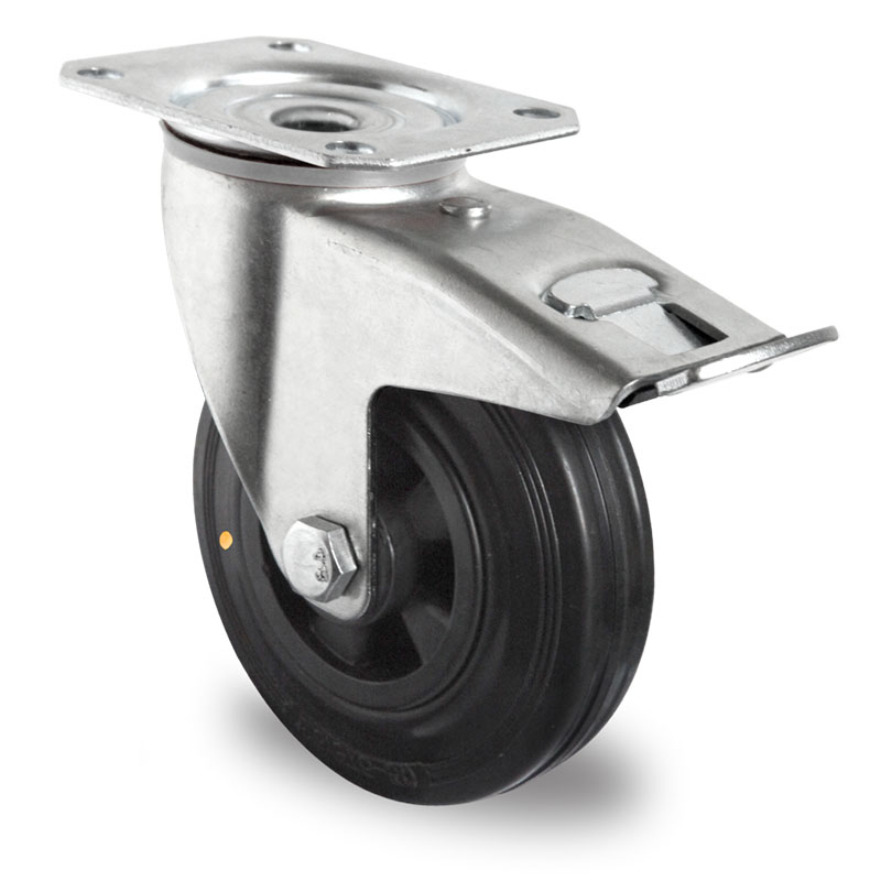 Swivel Castor with Total Brake Ø 125 mm Series P4S4 (ESD) Roller Bearing