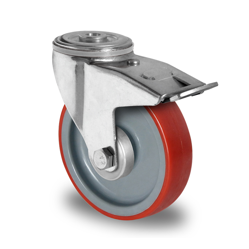 Bolt Hole Swivel Castor with Total Brake Ø 125 mm Series N2U6 Roller Bearing